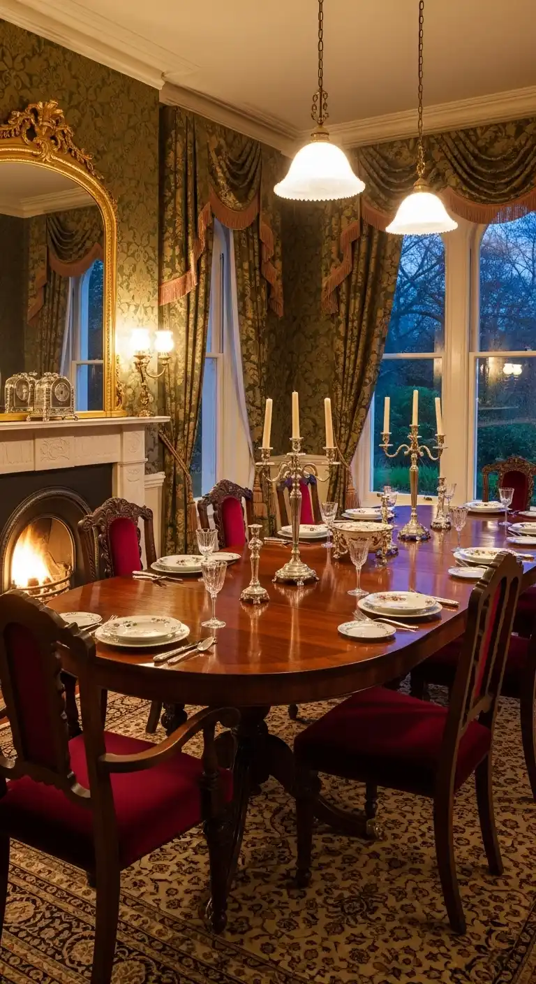 1. Classic Dark Wood Dining Set