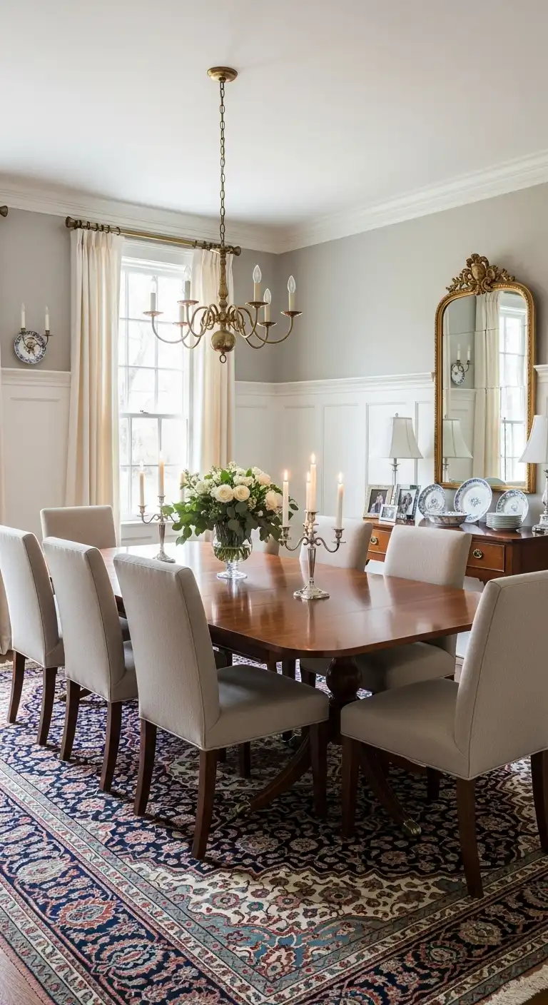 1. Classic White Wainscoting Dining Room