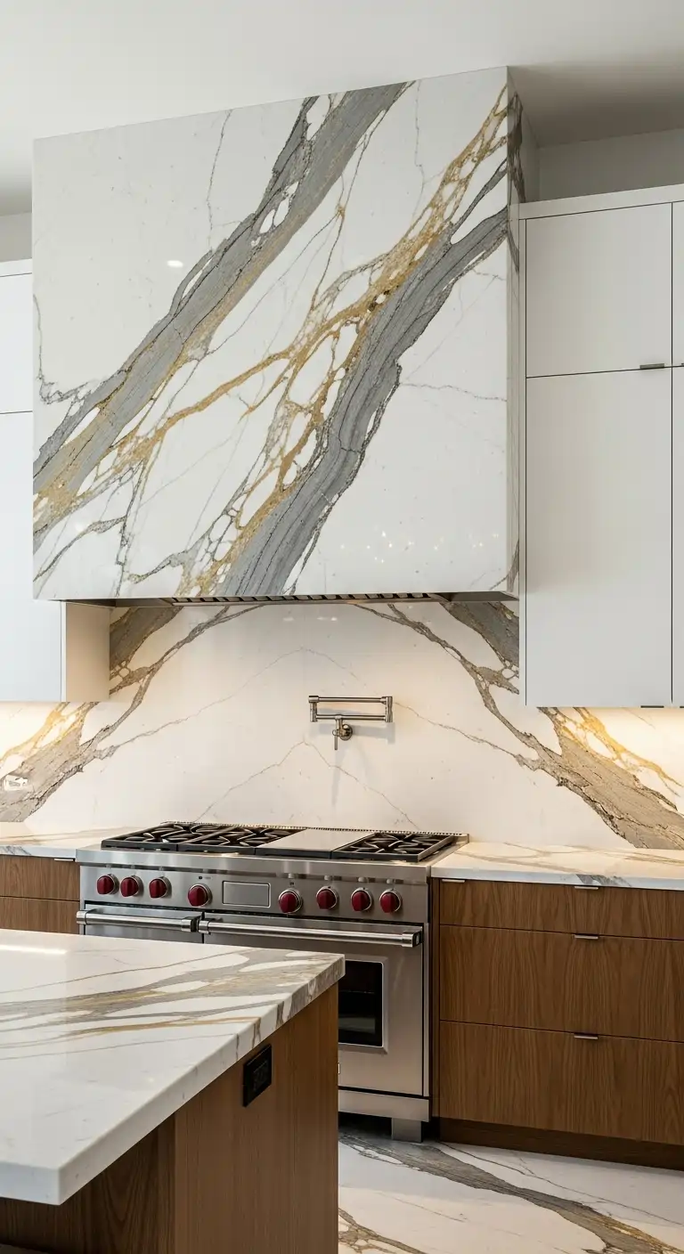 1. Full-Slab Calacatta Statement Wall