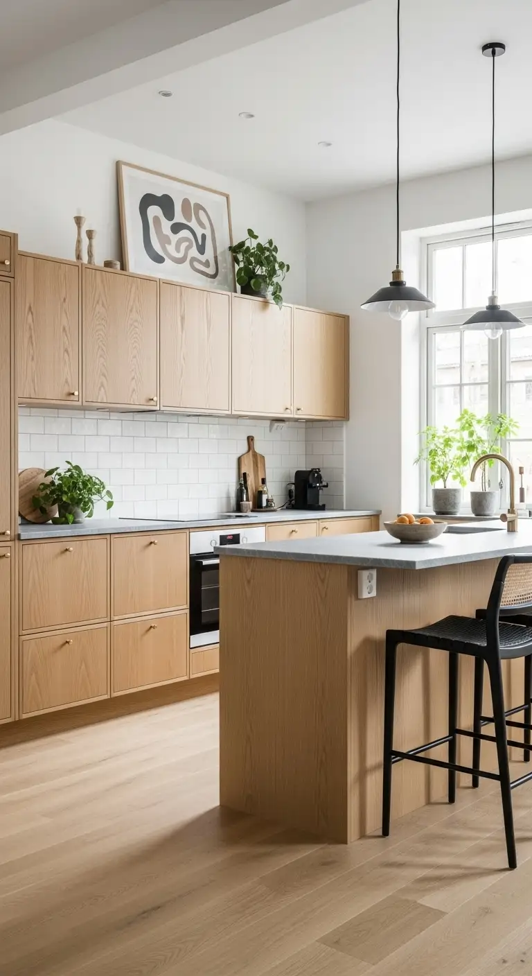 Light Oak Scandinavian Kitchen Cabinets