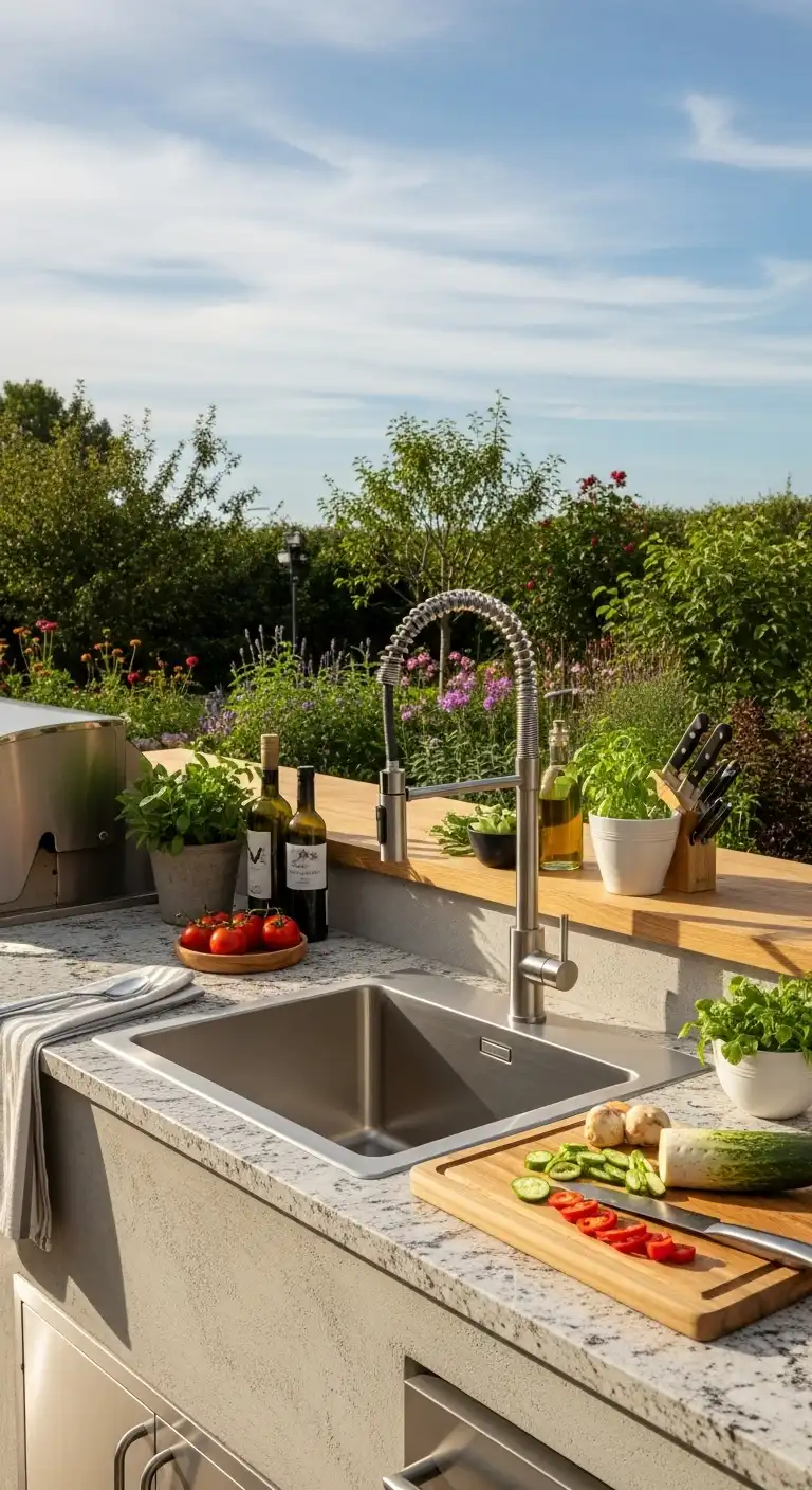 1. Stainless Steel Sink with Prep Counter