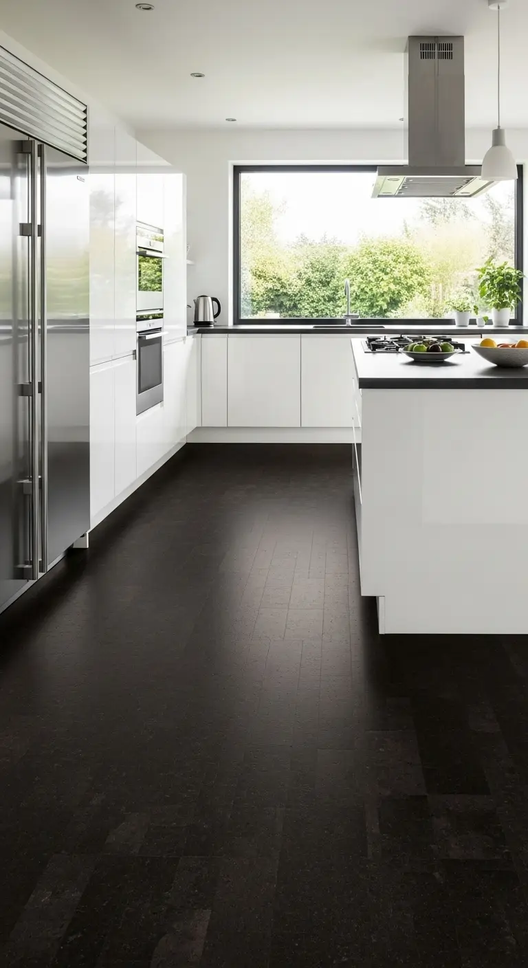 10. Black Cork Flooring