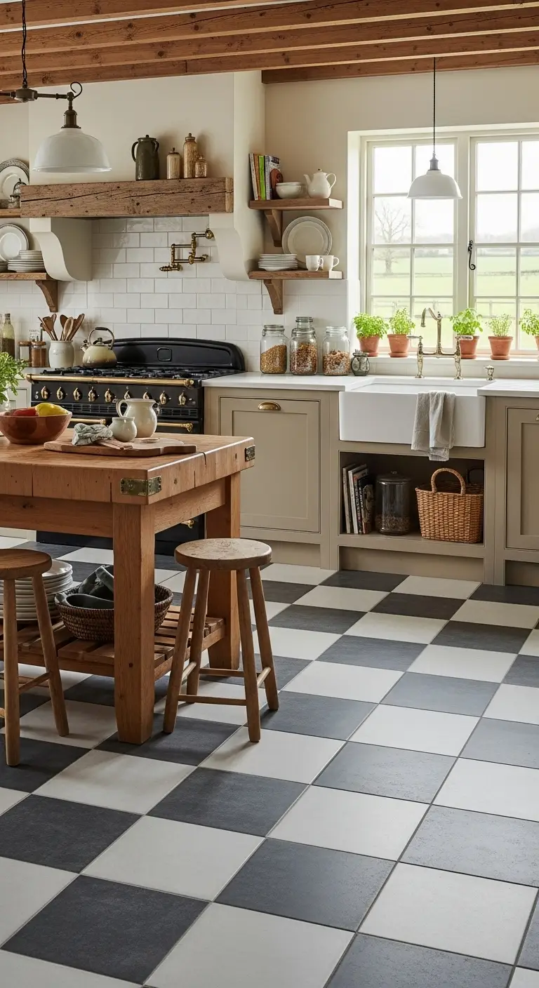 10. Checkerboard Pattern Flooring