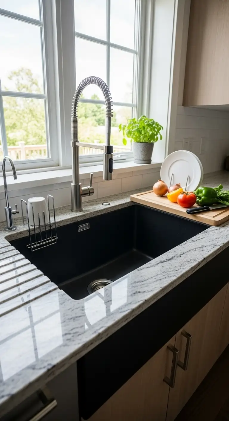 10. Deep Single Bowl Granite Sink