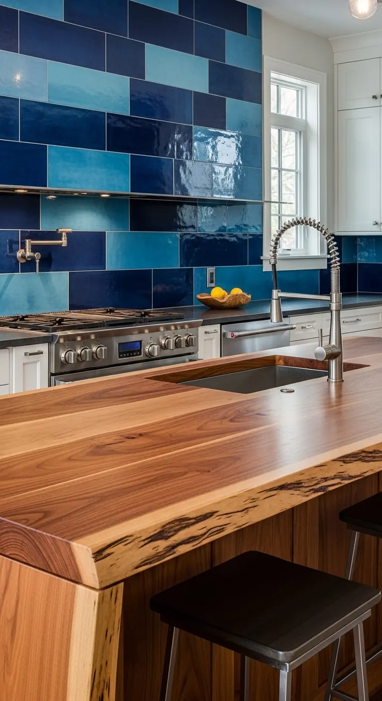 Maple Slab with Bold Backsplash