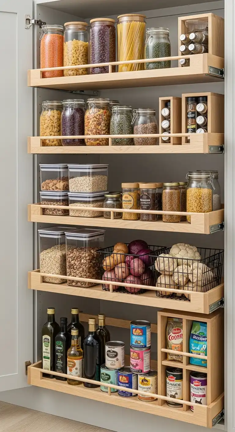 10. Pull-Out Pantry Shelve