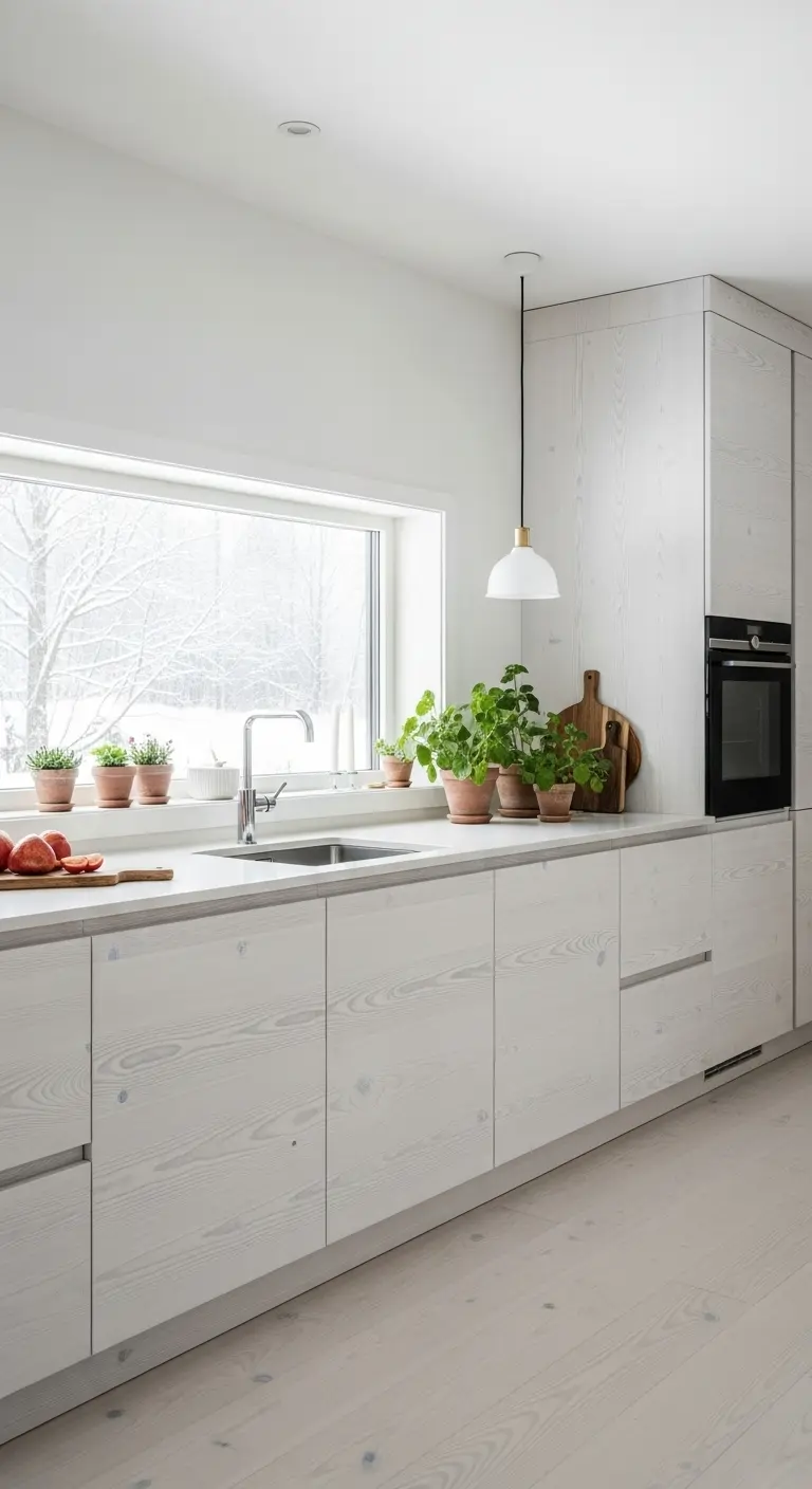 Whitewashed Wood Scandinavian Cabinets