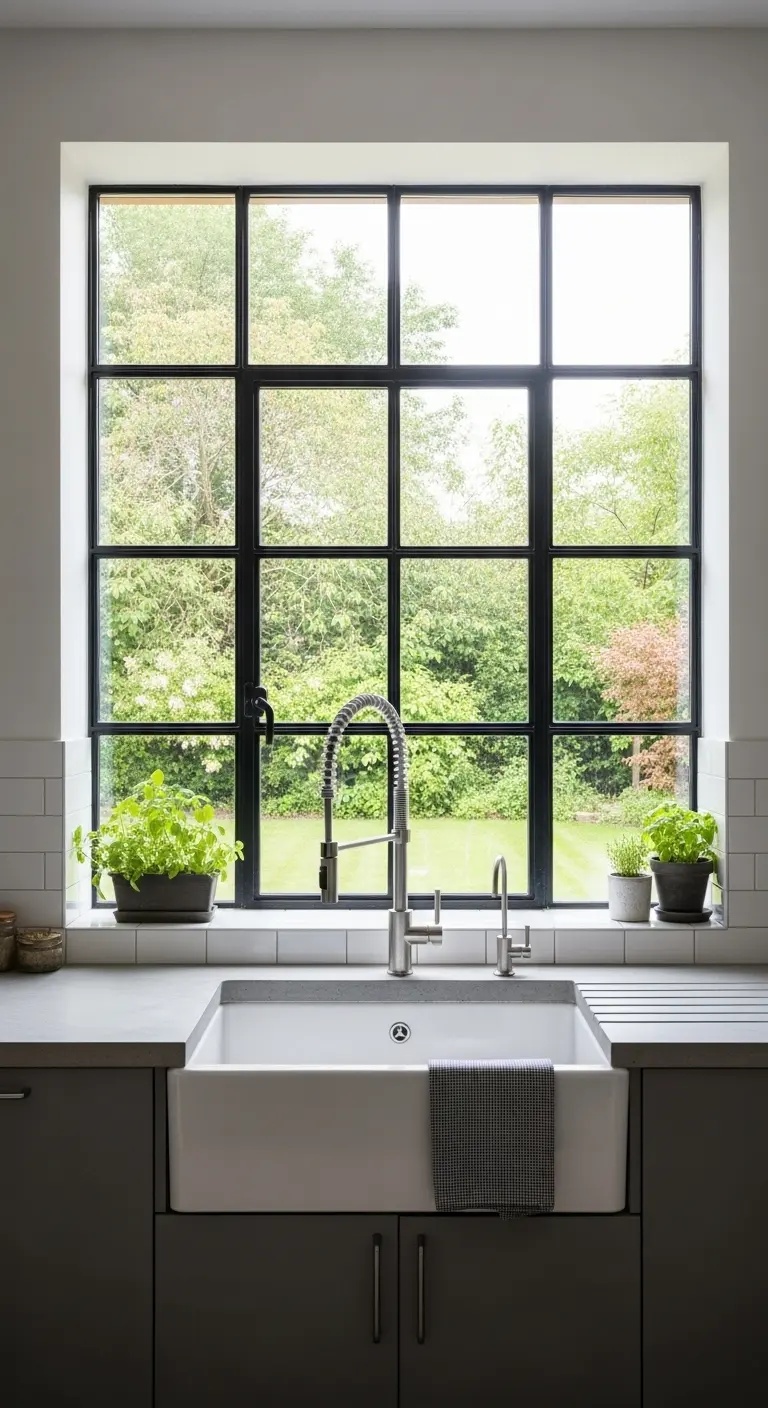 11. Black-Framed Industrial Window