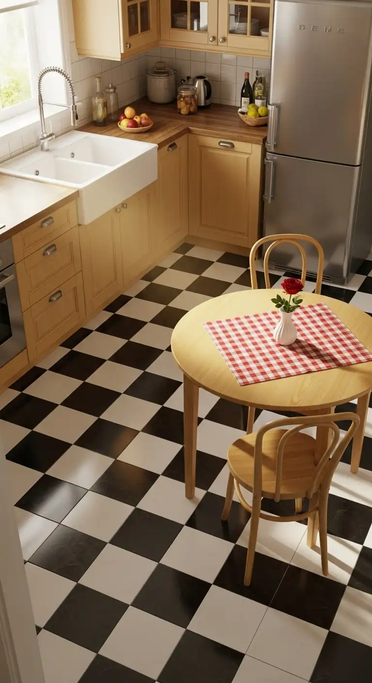 11. Checkerboard Pattern Vinyl Tiles