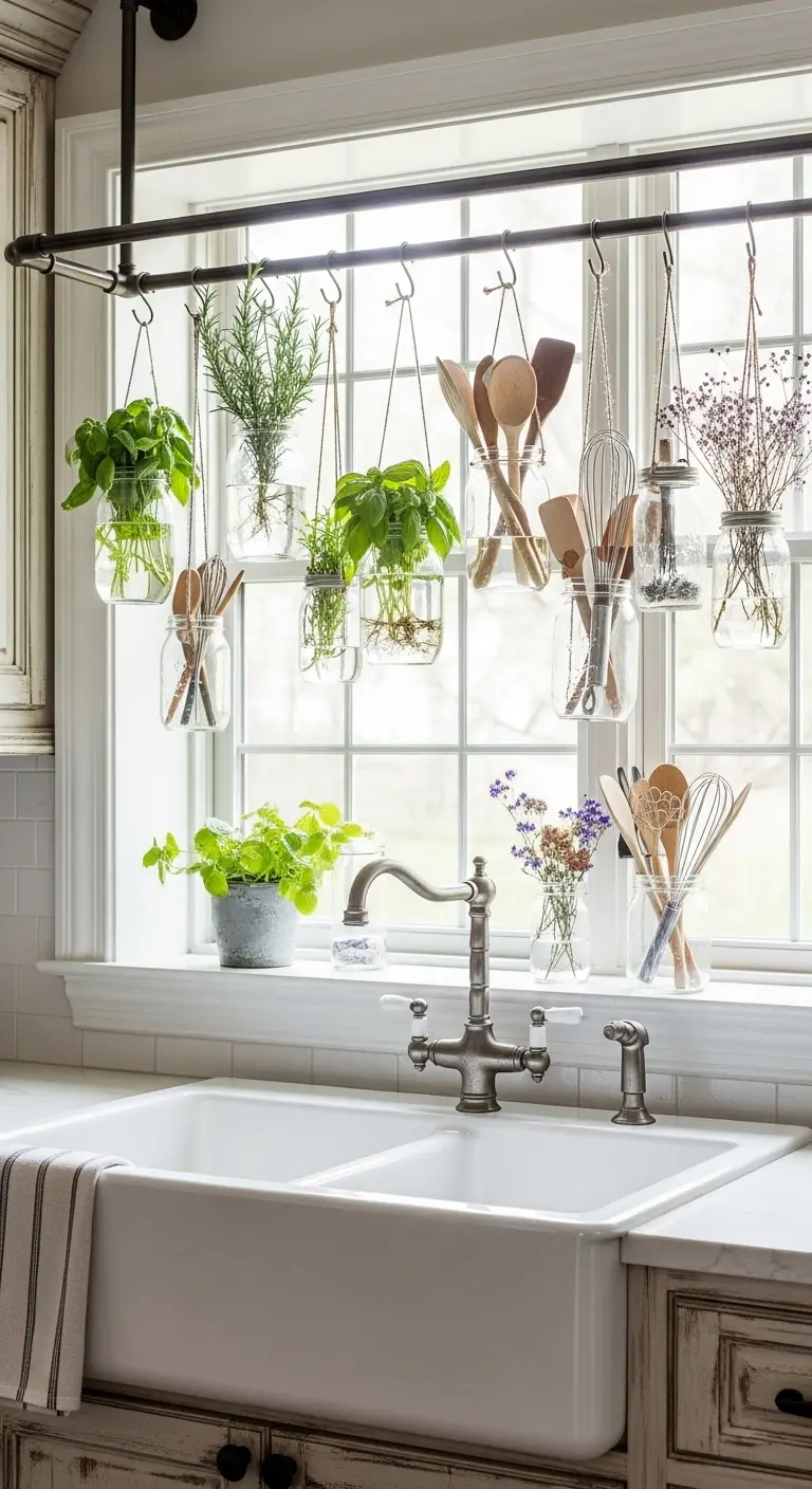 11. Farmhouse Rod with Mason Jars