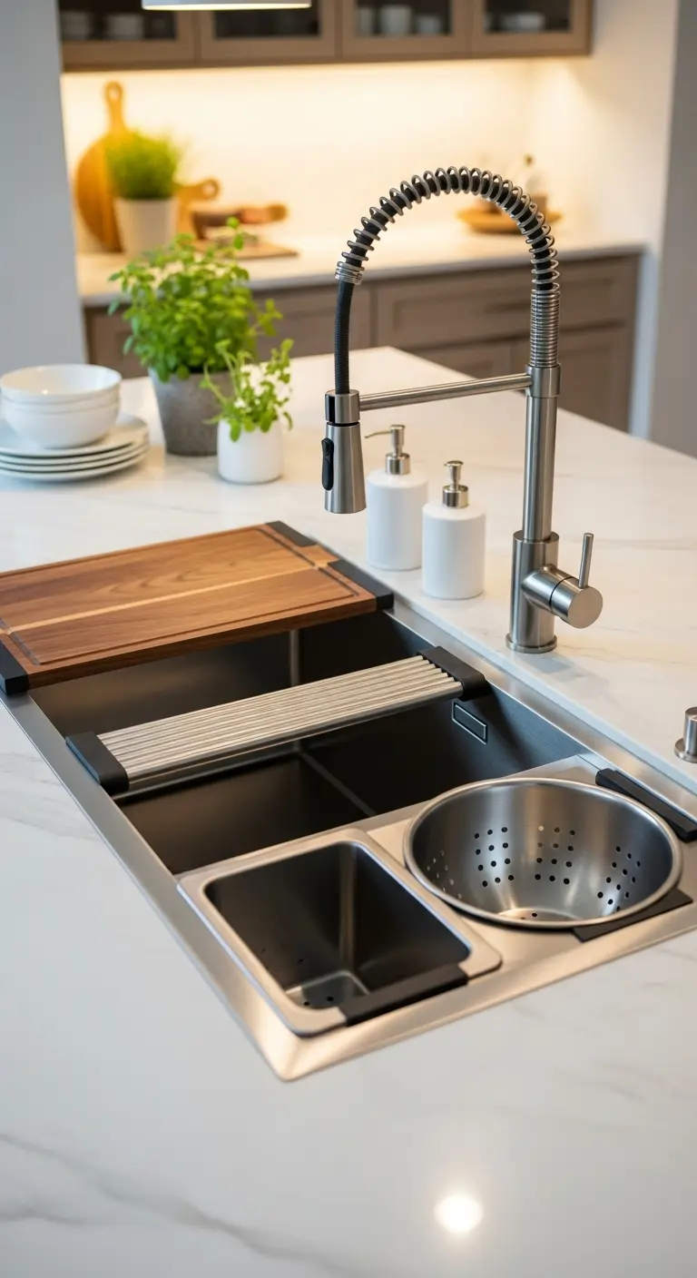 11. Integrated Stainless Steel Workstation Sink