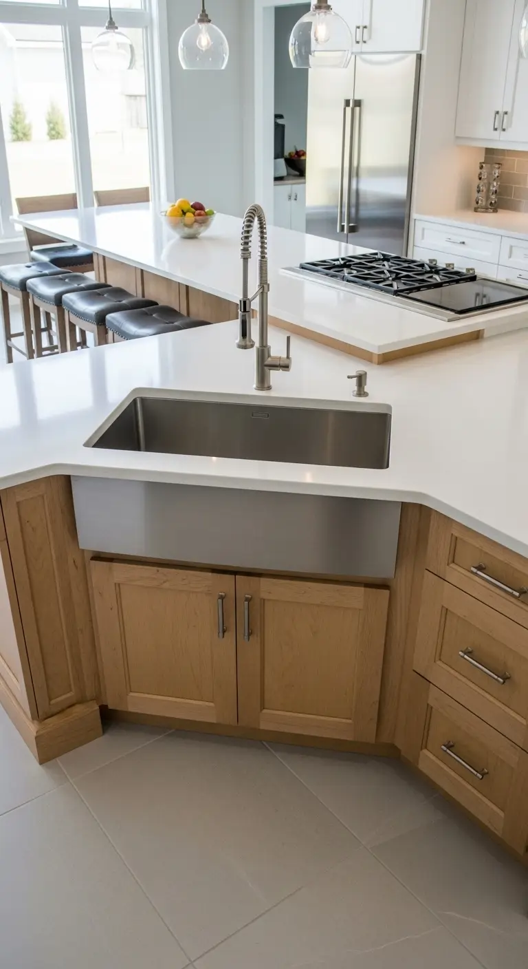 11. L-Shaped Island with Corner Sink