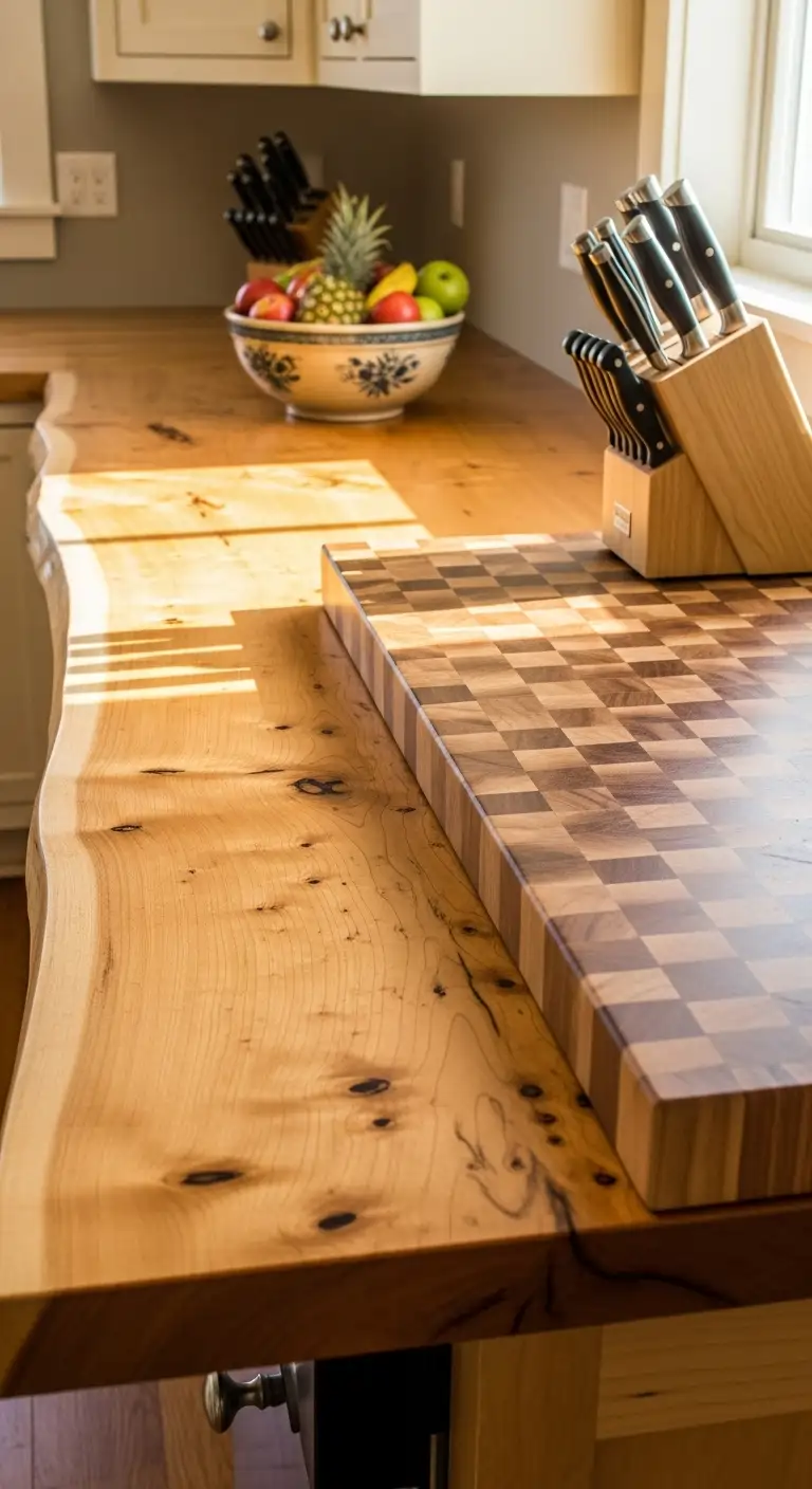 Maple Slab with Butcher Block Extension