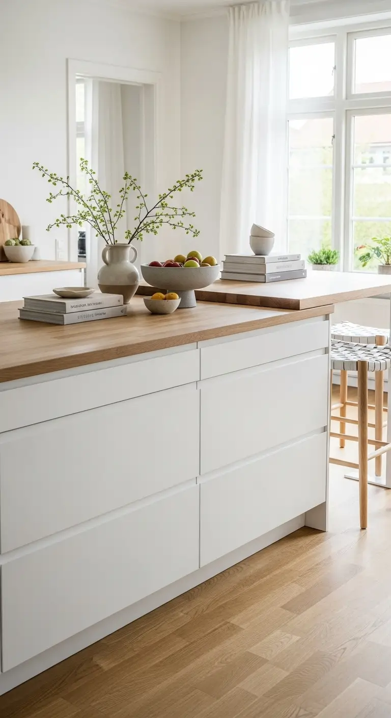 Scandinavian Kitchen Island with Drawers