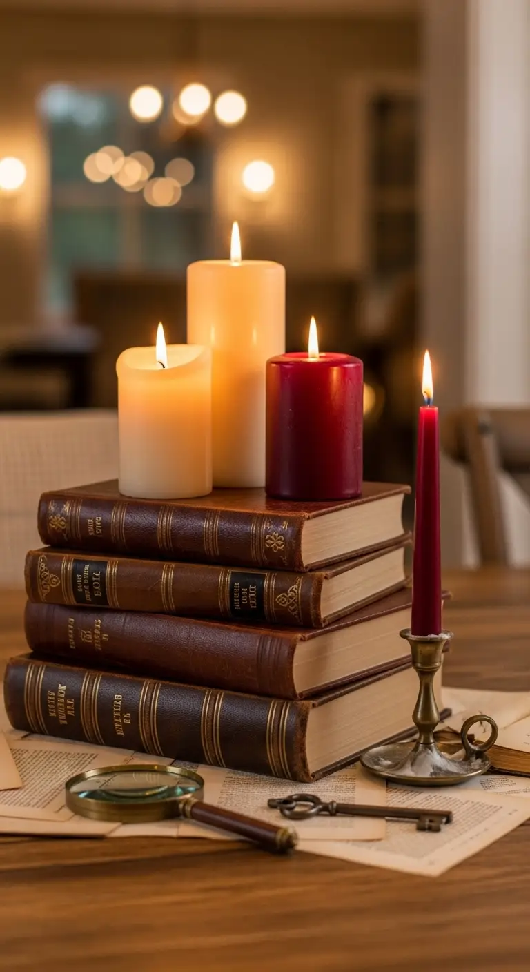 11. Stacked Books and Candles