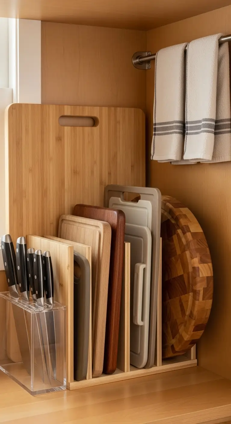 11. Store Cutting Boards Vertically
