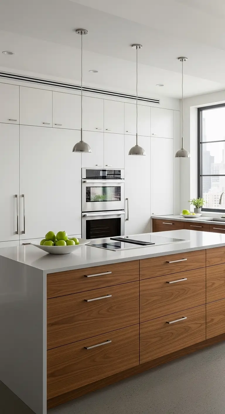 Two-Tone Wood and White Cabinets