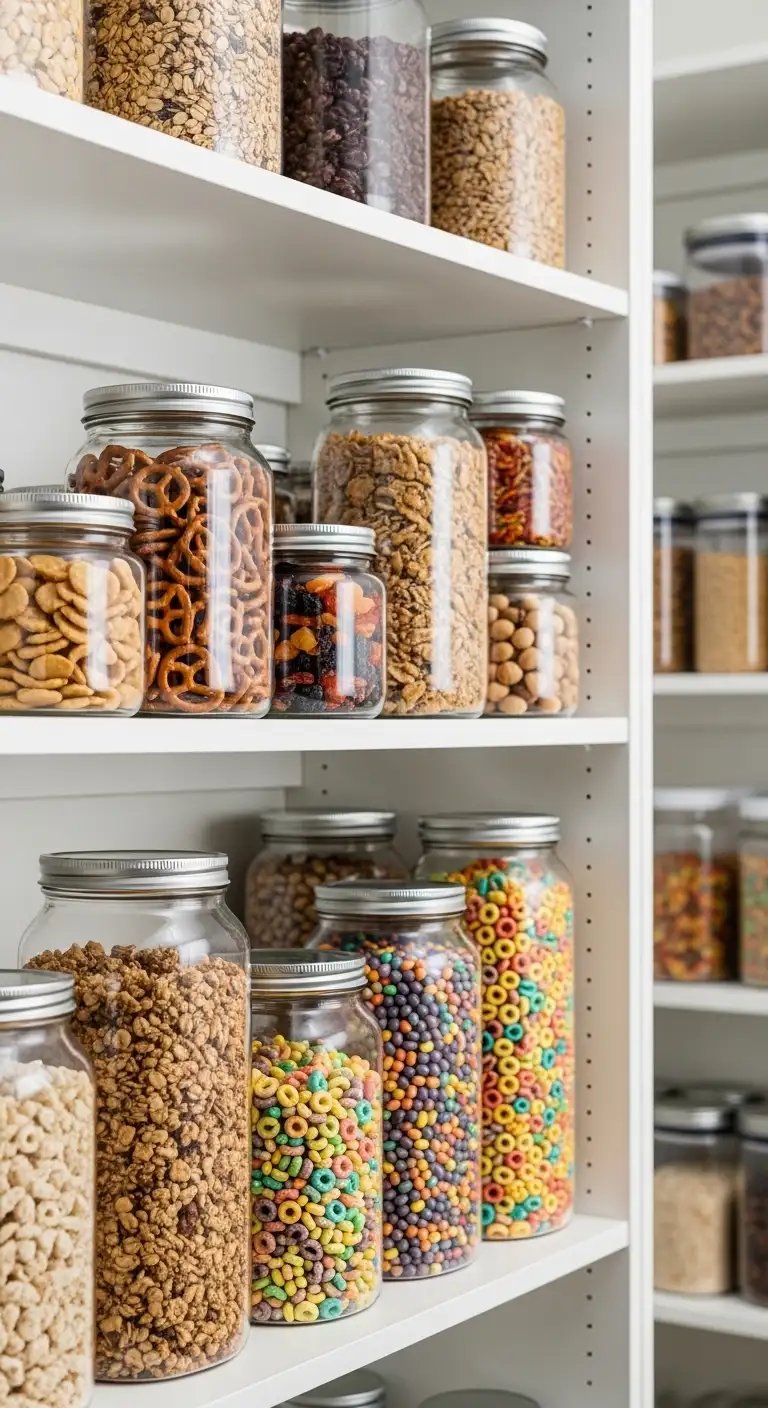 11. Use Clear Jars for Snacks and Cereals