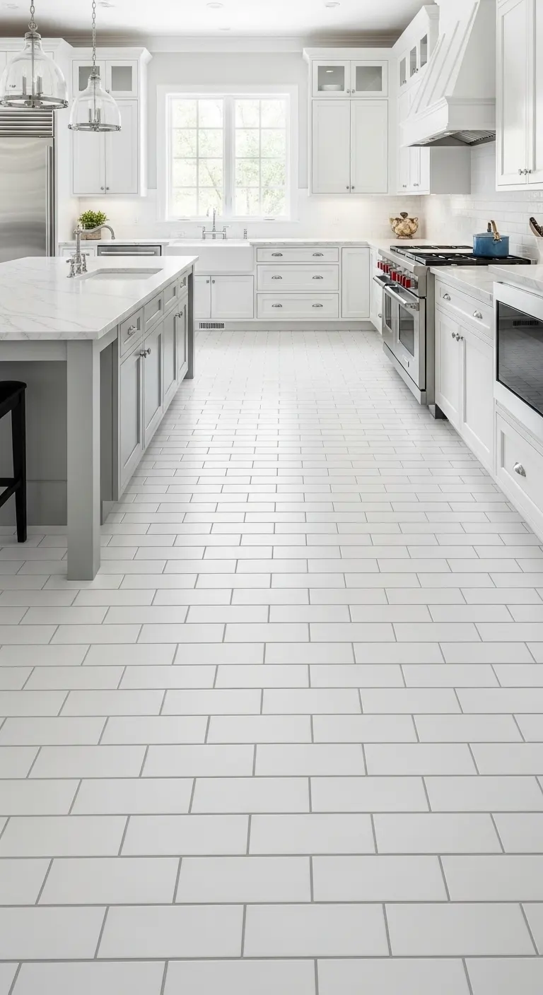 11. White Brick-Patterned Tiles