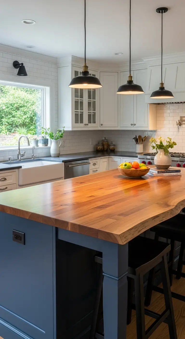 Maple Slab with Kitchen Island Seating