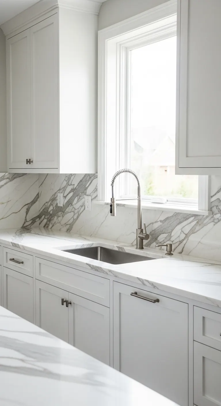 12. Minimalist Calacatta with White Cabinets