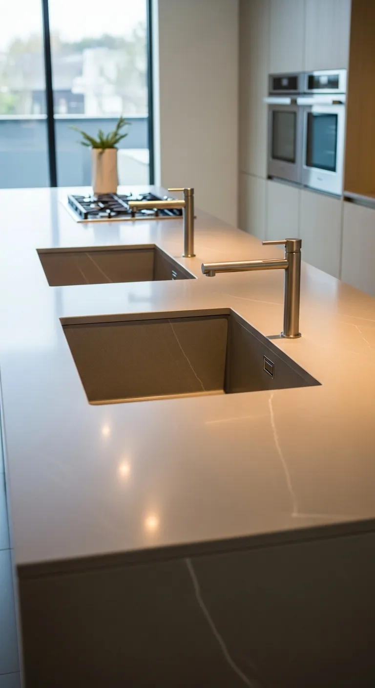 Ceramic Countertops with Integrated Sinks