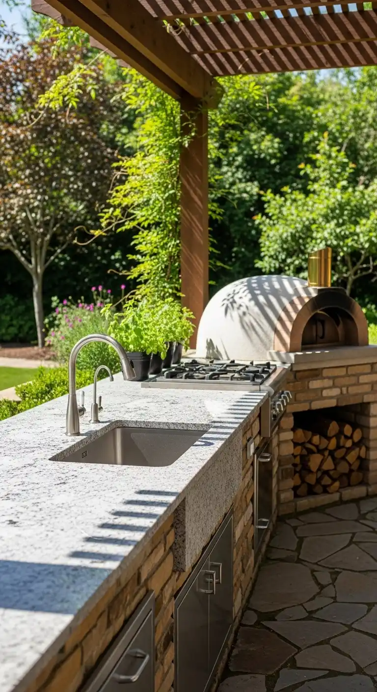 13. Granite Sink with Outdoor Oven Setup