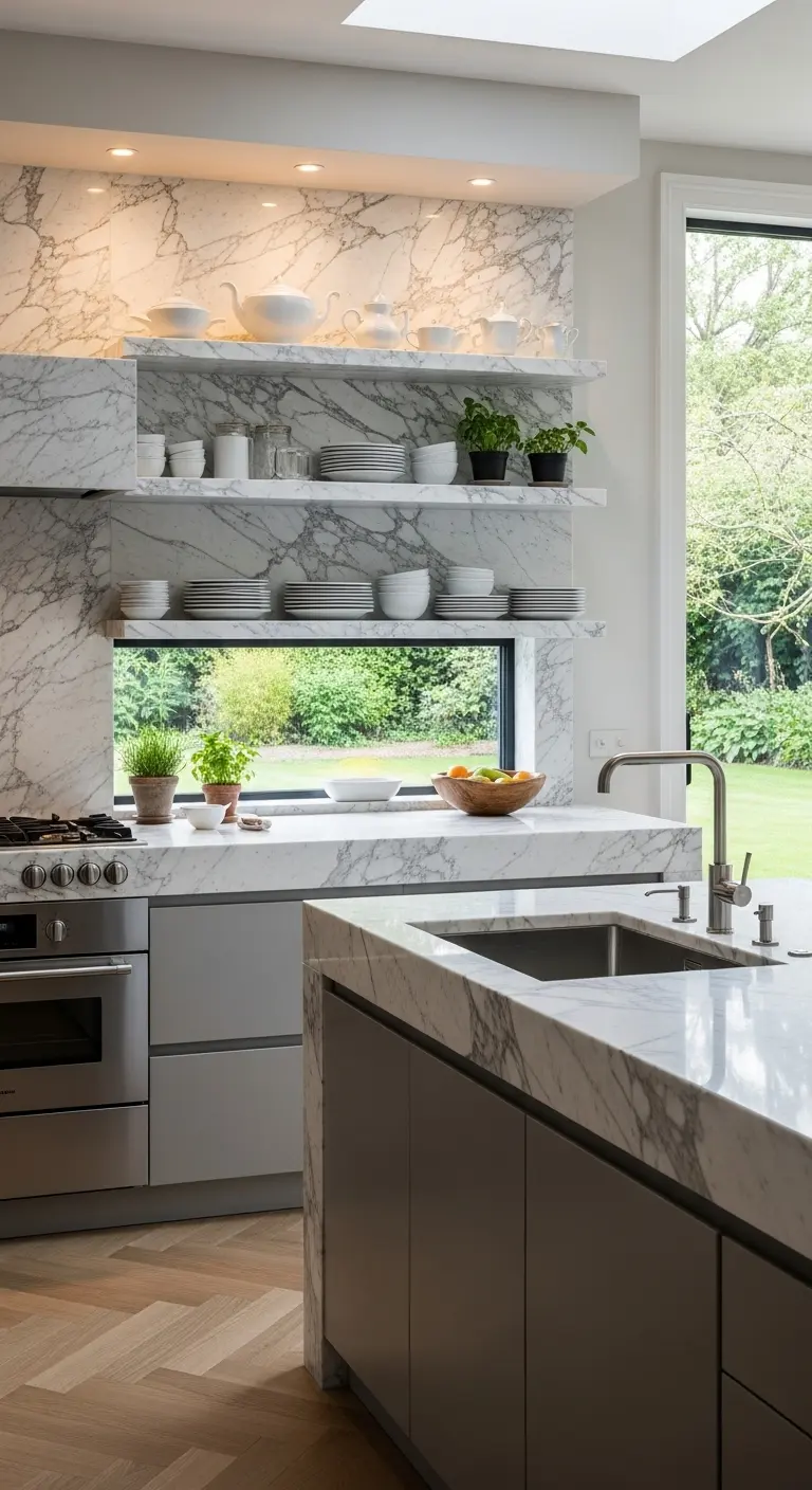 Marble Open Shelving