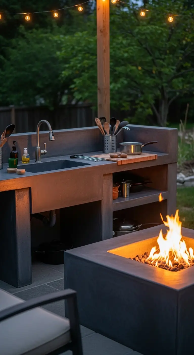 14. Concrete Sink with Fire Pit Surround