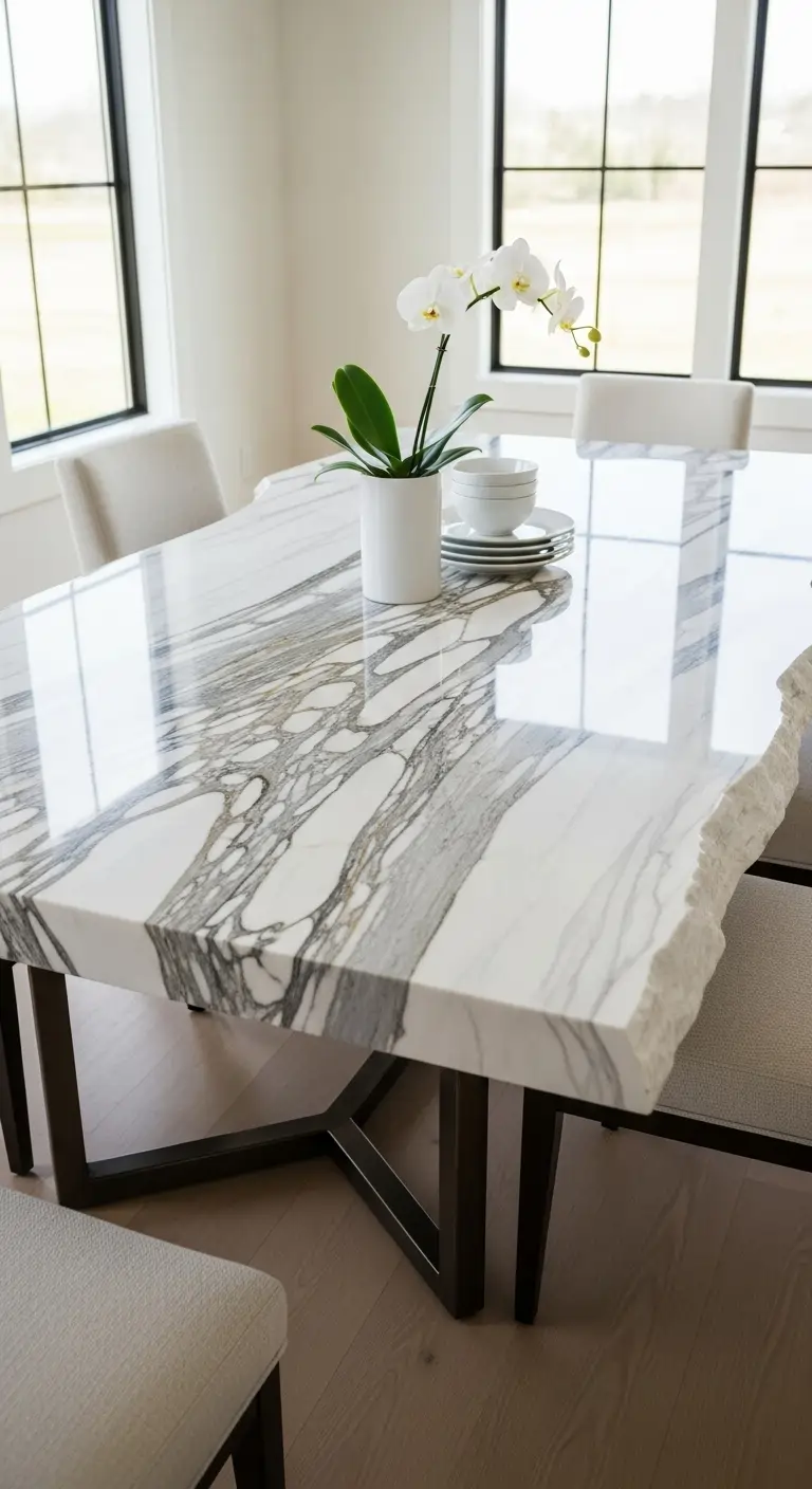 14. Live-Edge Marble Table