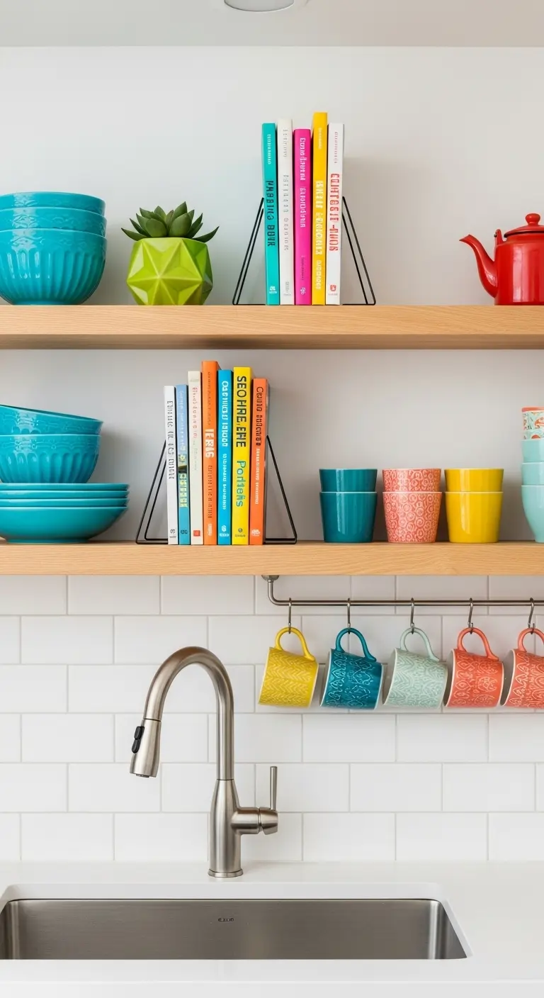 14. Open Shelf with Color Pop