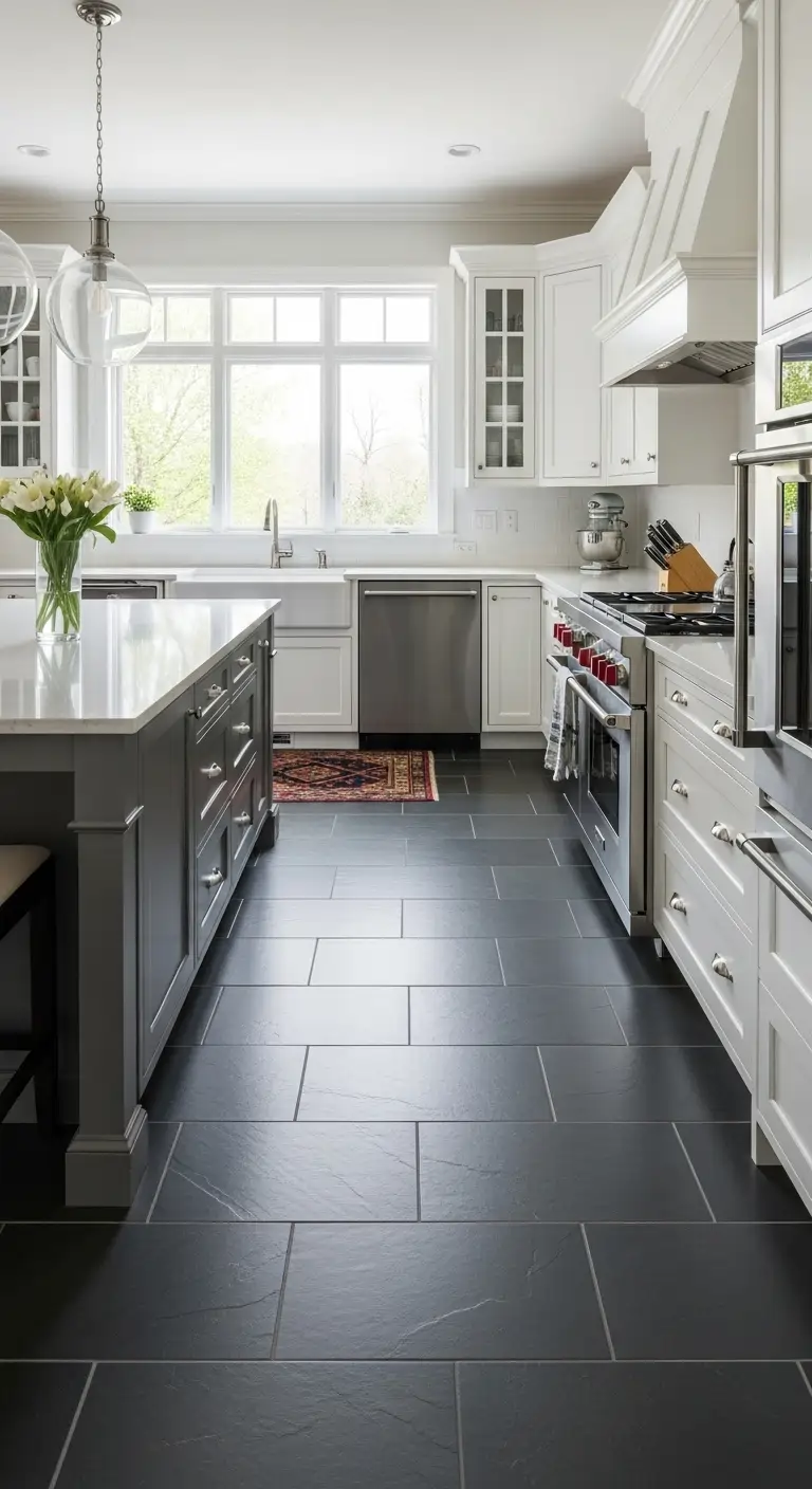 14. Slate Flooring Sophistication