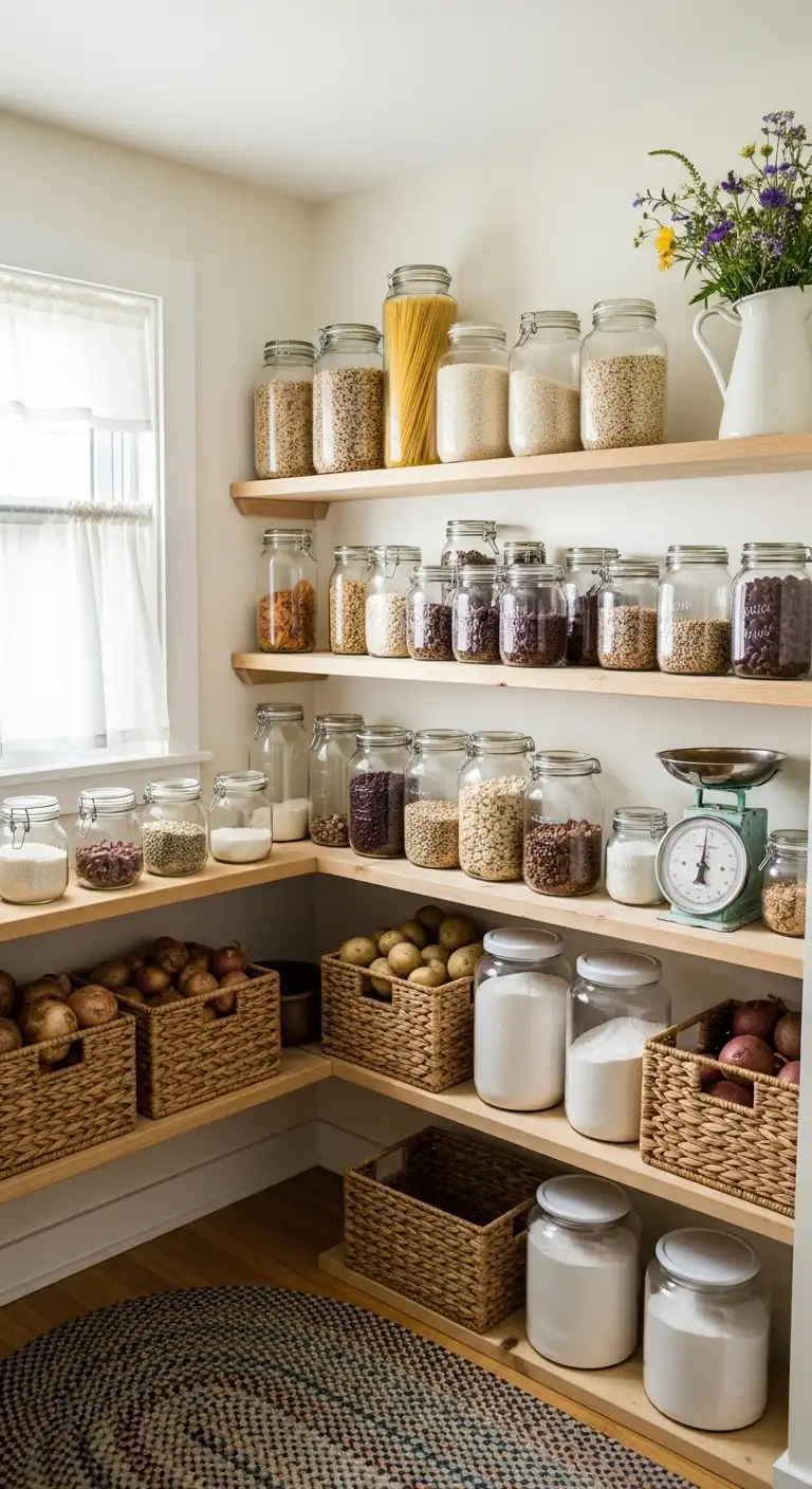 14. Tiered Pantry Shelving for Bulk Items