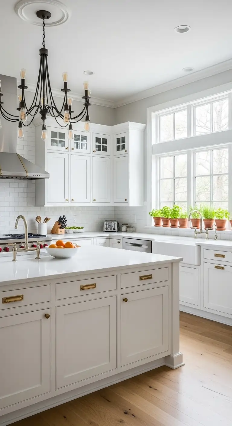 Add Statement Lighting Above White Cabinets