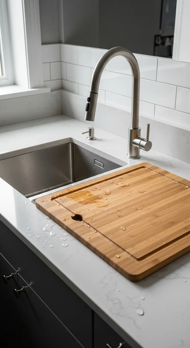 15. Corner Sink with Cutting Board Accessory