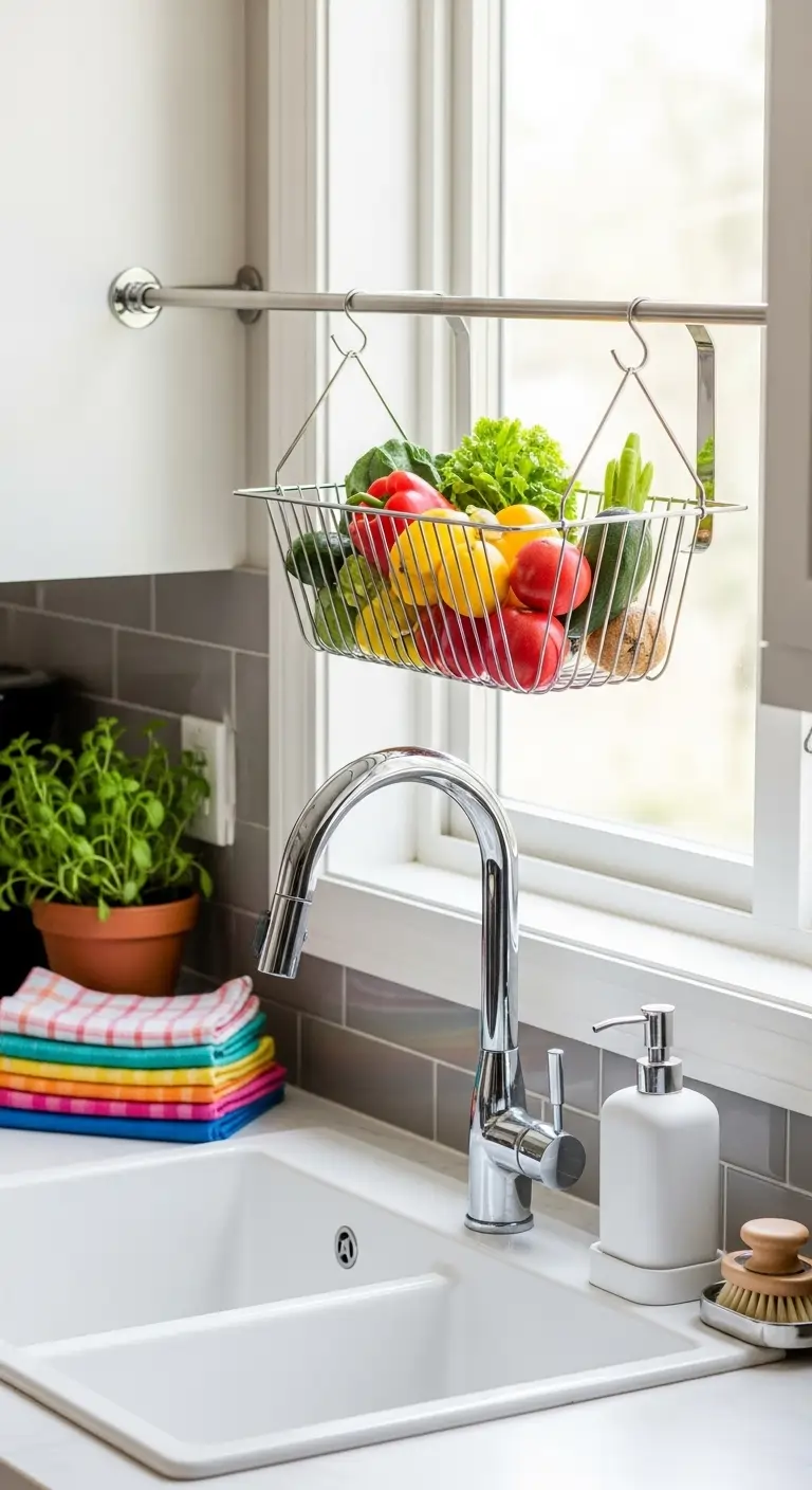 15. Install a Hanging Basket for Fruits or Vegetables