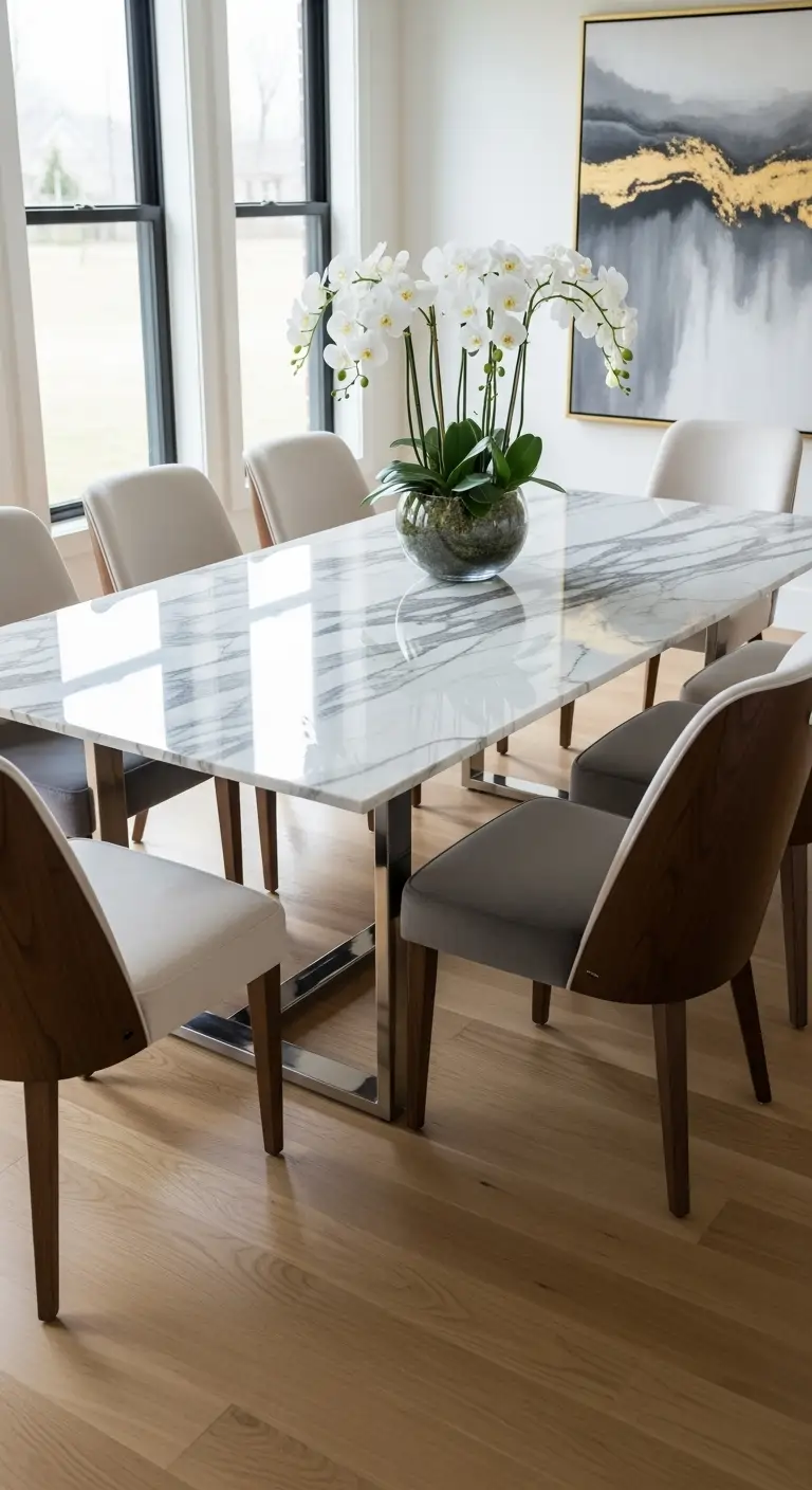 15. Oval Marble Table with Brass Legs