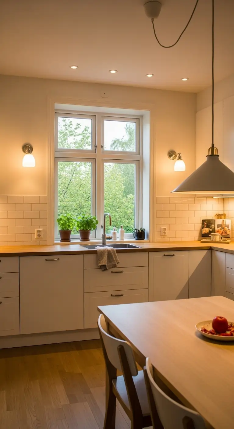 15. Scandinavian Kitchen Lighting Layers