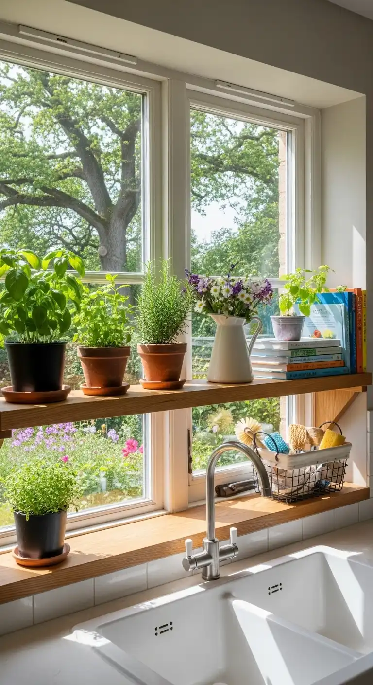 15. Window Shelf for Storage and Display