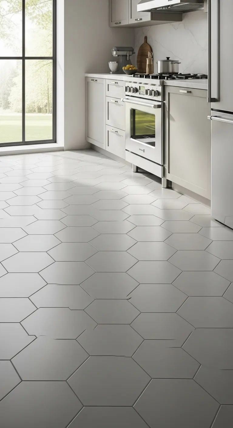 16. Dove Gray Ceramic Hexagon Tiles