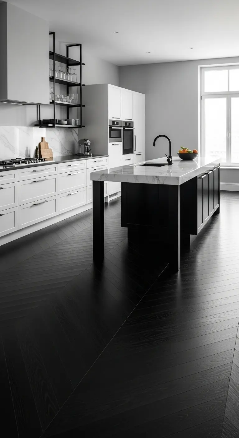 17. Black Chevron Wood Flooring