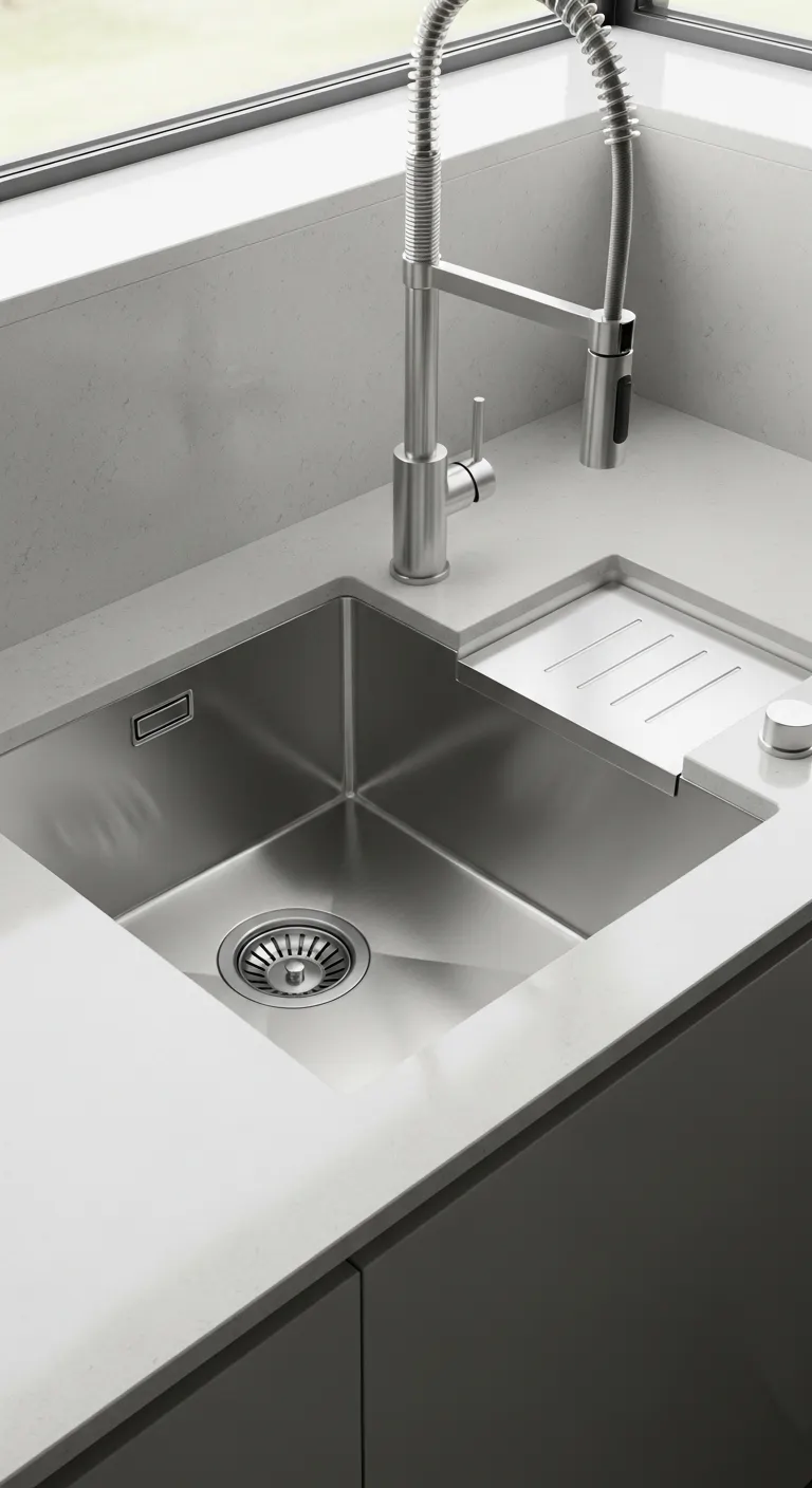 17. Corner Sink with Integrated Soap Tray