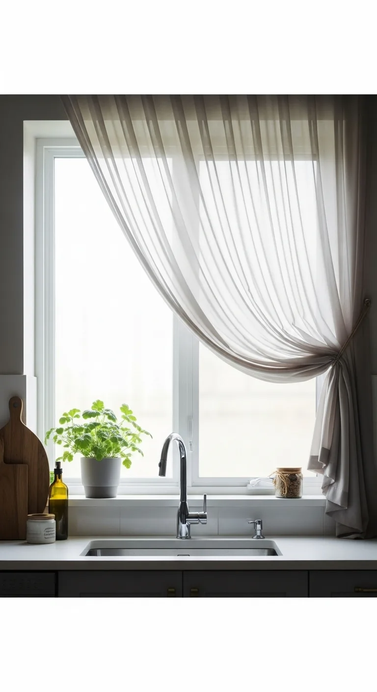 17. Curtain-Draped Window for Soft Ambience