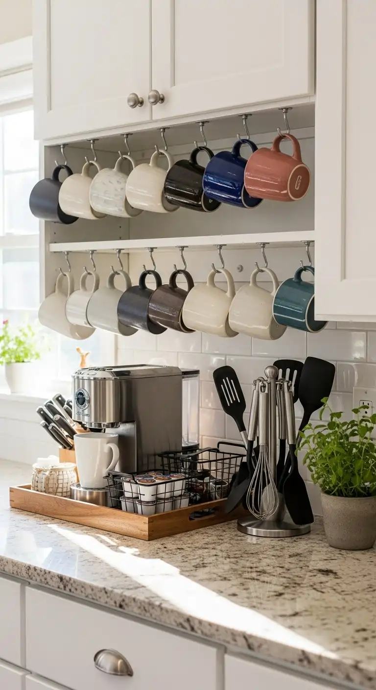 17. Hang Mugs Under Cabinets