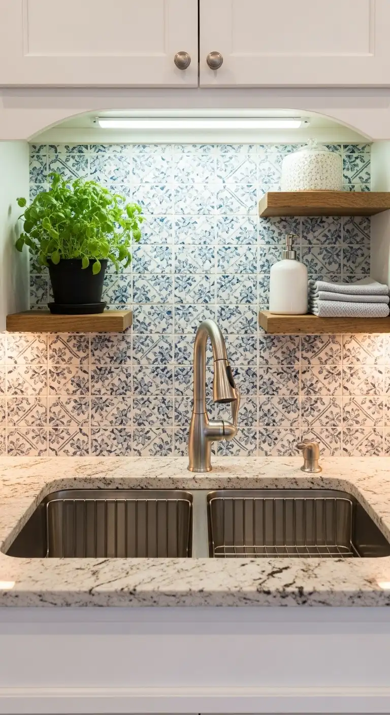 17. Incorporate Decorative Backsplash Shelving
