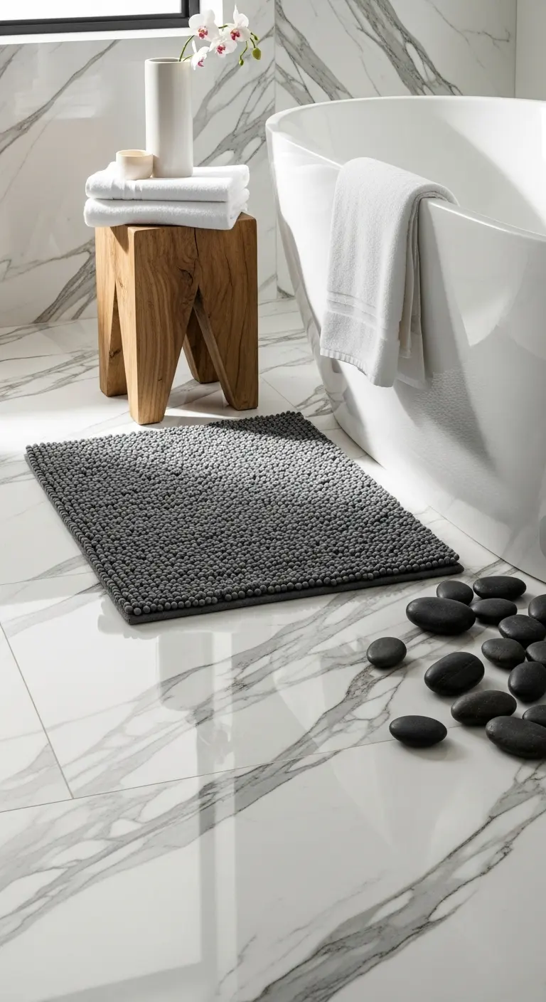 Layering Textures on Calacatta Marble Floors