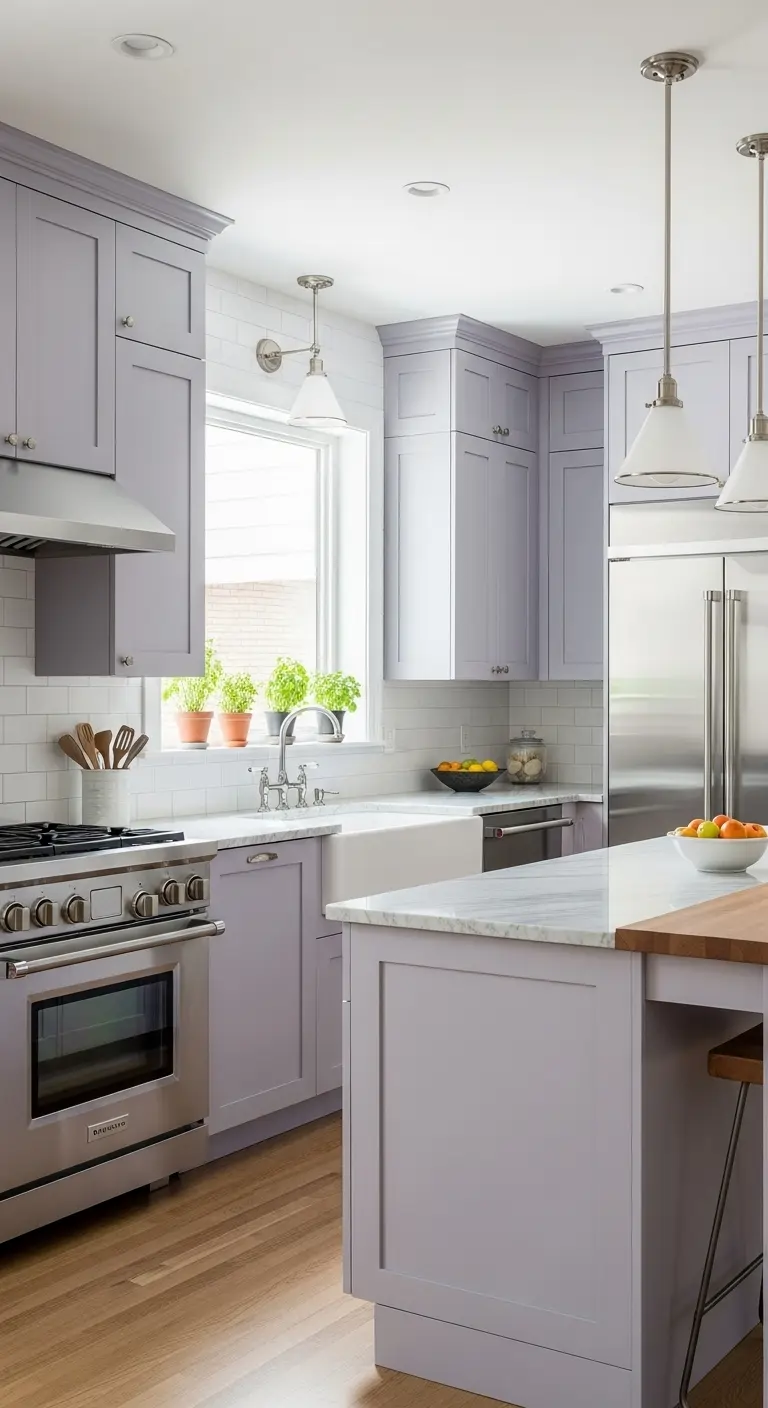 Soft Lavender Cabinets