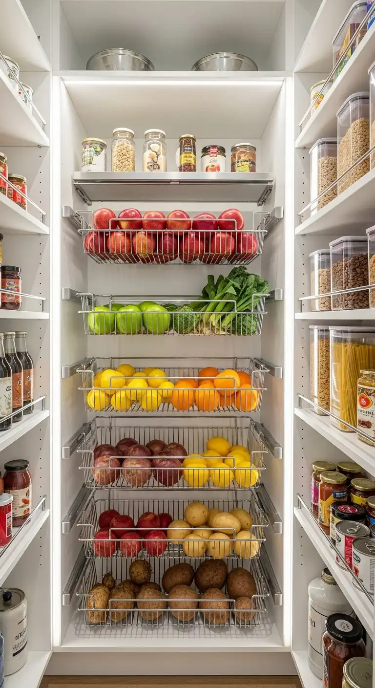 17. Use Pull-Out Wire Baskets for Produce