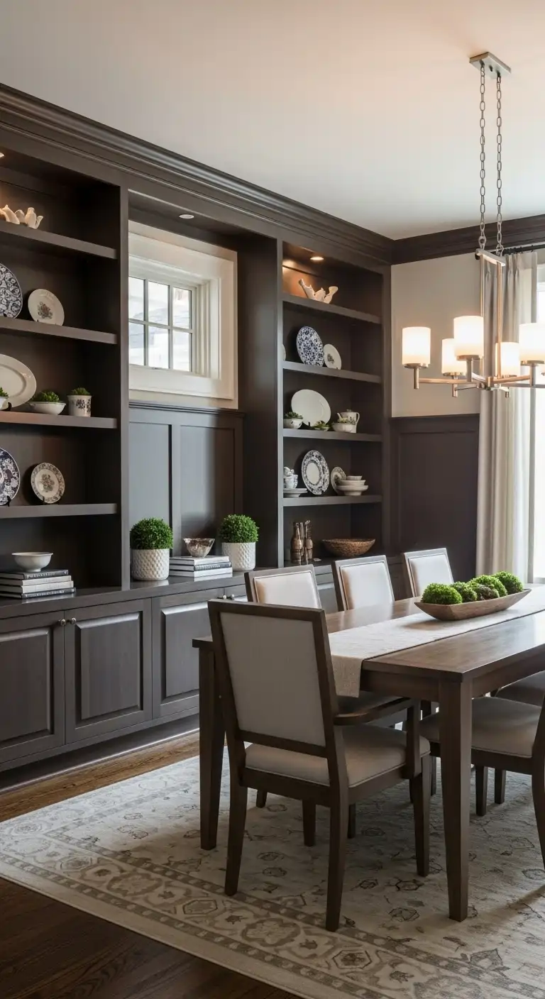 17. Wainscoting with Built-In Shelving