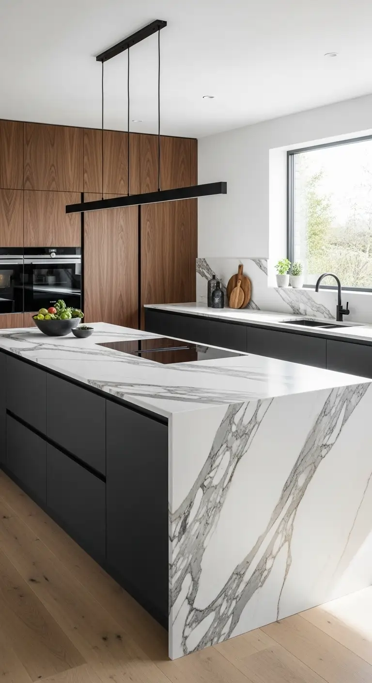 Calacatta Marble with Contrasting Cabinetry